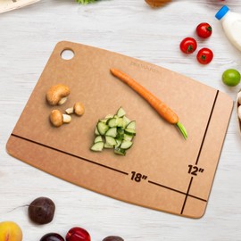 Dishwasher Safe Cutting Boards for Kitchen - Extra Large Composite Wood Cutting Boards - Thin, BPA Free & Eco-Friendly Chopping Board (18 x 12 Inch, Natural)