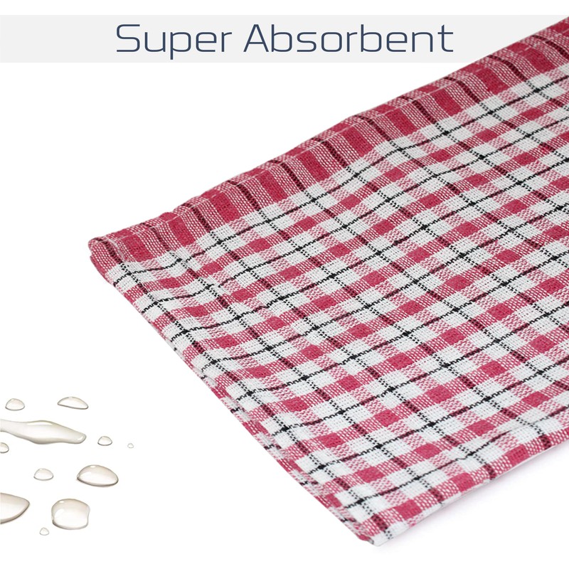 QCS Towel - Pack of 10 Colured Check Tea Towels