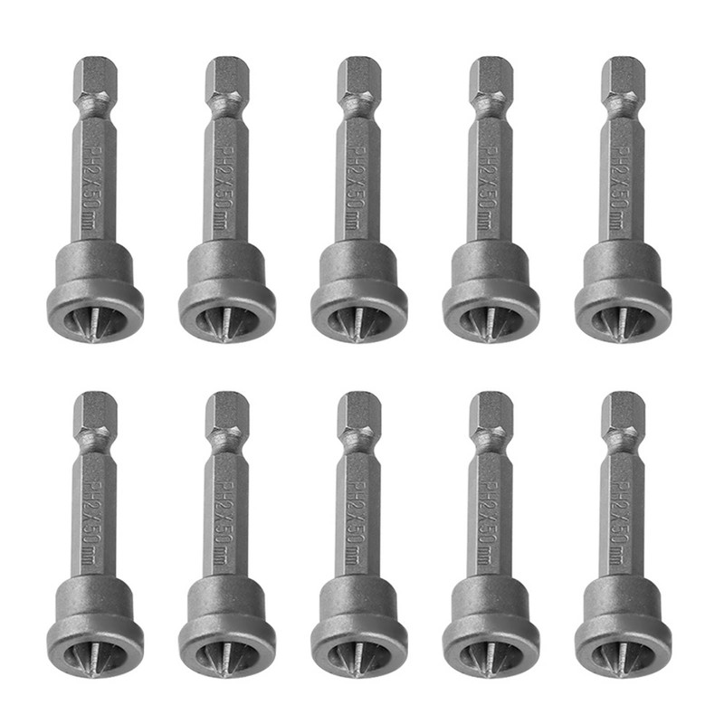 Professional Drywall Screwdriver Bits Set 10Pcs 50mm Chrome Steel Magnetic