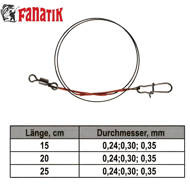 FANATIK Fishing Wire Trace Leader Titanium 5.9-9.8 Inch 15-25 cm