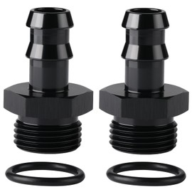 Podavelle 10AN -10 ORB Male to 5/8 Hose Barb Straight Fitting Adapter Aluminum Black 2PCS