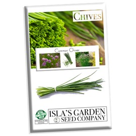 Common Chives Seeds for Planting, 1000+ Heirloom Seeds Per Packet, (Isla's Garden Seeds), Non GMO Seeds, Botanical Name: Allium tuberosum, Great Herb Garden Gift