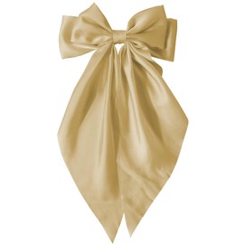 Hair Bows for Women Girls - Silky Satin Bow Hair Clip with Long Tail Ribbons - Vintage Hair Accessories (Khaki,1Pcs)