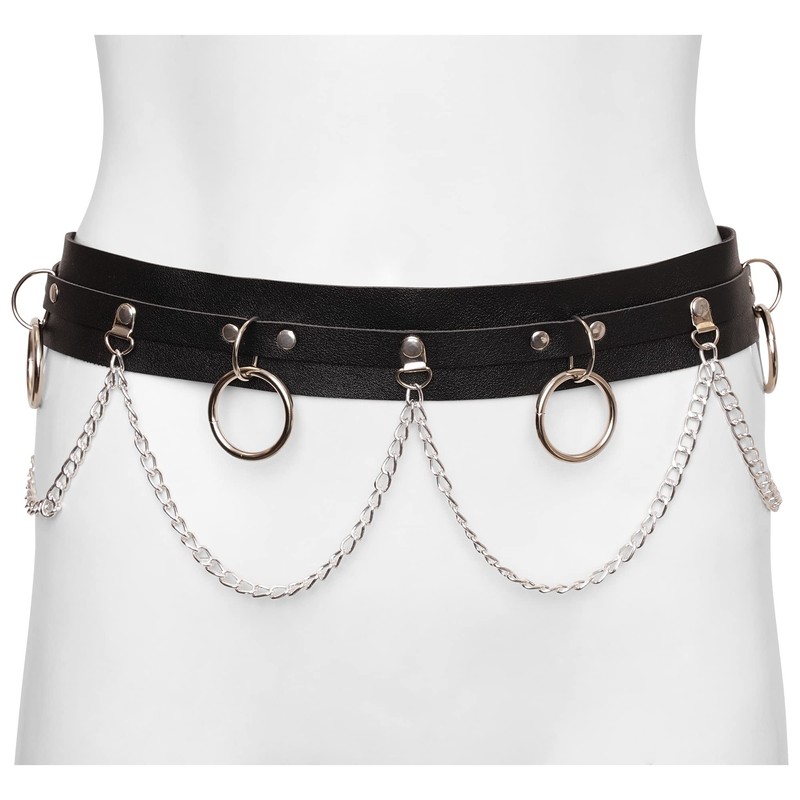 Ro Rox Chain Belt Peyton Faux Leather Gothic Punk O-ring