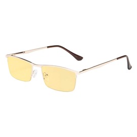 Eyekepper Blue Light Blocking Reading Glasses Half-Rim Computer Readers Eyeglasses-Digital Eyewear-Amber Tinted Lens Reading Glasses (Gold, +2.25)