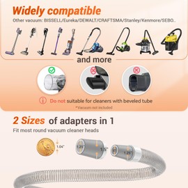 Afloia Dog Brush Vacuum Attachment - Pet Grooming Tool for Dogs & Cats (Vacuum Not Included), Compatible with 1-1.5" Round Port Vacuums (Dyson,Bissell,Eureka,Dirt Devil), with Extension Hose (White)