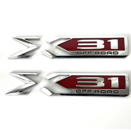 GMC 2PCS 2019-2023 GMC Sierra X 31  OFF ROAD Bed Emblem  Chrome Red