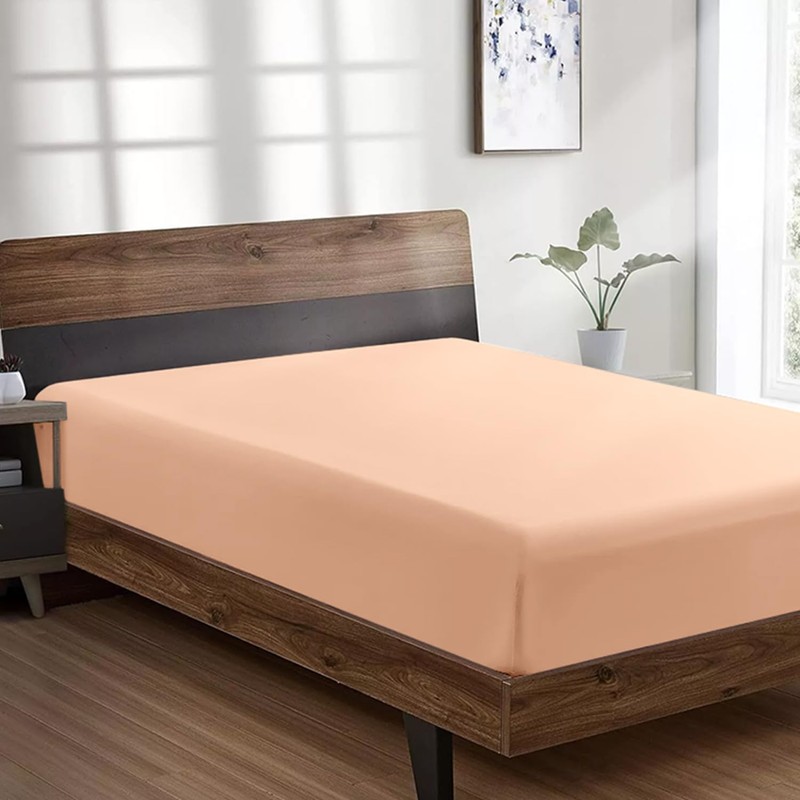 SSW HOMES Single Fitted Sheet Peach - Deep Pocket 12