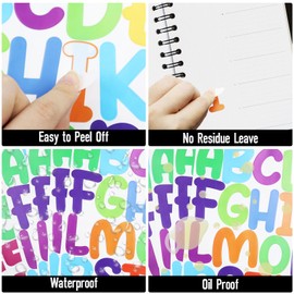 Colourful Vinyl Letters Numbers Stickers,4 Sheets 2 Inch Cute Letter Sticker for Scrapbook and 2 Sheets 2 Inch Number Stickers, Multicolour