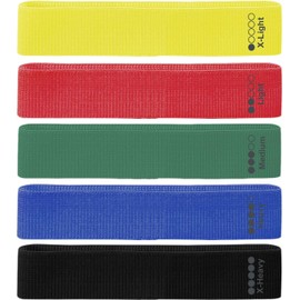 HCE Resistance Bands Set of 5 Fabric Resistance Bands, Butt Glutes Thighs Stretch Bands Made of Fabric 5-Pc Non-Slip Loop Bands for Workout Crossfit Yoga Pilates with Bag (Heavy)