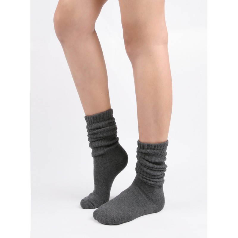 Women's Fall Winter Slouch Knit Socks (Basic Cotton Knit_Rib_4Pair)