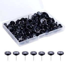 SAVITA Pack of 100 Number Pins, Black Push Pins Plastic Thumbtacks with White Number from 1 to 100 for Cards Presentations Photos Poster Gallery Exhibitions