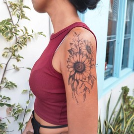 TattooIcon Sunflower Tattoo - Flower Temporary Tattoo / Woman Temporary Tattoo / Floral