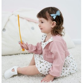 Baby Girls' Hair Bow Clips, Fully Ribbon Lined Barrettes, Hair Accessories For Infant, Toddlers, Little Girls and Kids (E)