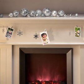 com-four® Garland with Snowflakes - Decorative Garland for Christmas - Snowflake Garland - Christmas Garland for Christmas Tree Decorations - 160 cm (Set 4-1 Piece Silver)