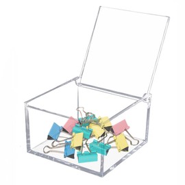 KissYou Acrylic Box with Lid Clear Storage Box Coffee Pod Holder Organizers Accessories Anti Dust Durable Clear Box with Hinged Lid for House and Office Use, Transparent Gift Box