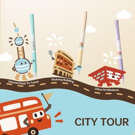 Kaco K7 SHANGHAI City Gel Ink Pens 3 Pieces Black Ink Pens 0.5mm Fine Point, Writing Length up to 600 Meters, Quick Drying & Comfortable Grip