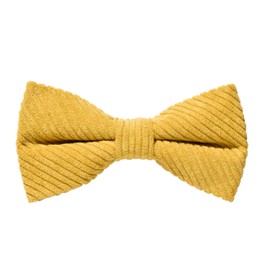 MASADA Mens Retro Corduroy Bow Tie Pre-tied Fully Adjustable Handmade with Hook Fastening - 12 x 6 cm, yellow