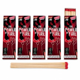 jameitop Confezione da 5 fiammiferi XXL – 20 cm extra lunghi di alta qualità, 200 pezzi per set, ideali per campeggio, barbecue, avventure all'aperto, sopravvivenza, emergenze e progetti fai da te