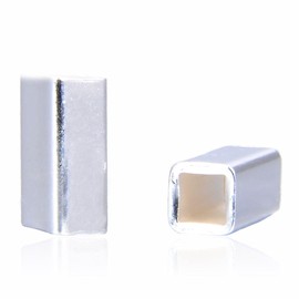 Adabele - 30 abalorio sueltas de plata de ley 925 auténtica, hipoalergénicas, elegantes, cuadradas, de 7 mm (agujero grande, 2 mm) para hacer joyas SS373