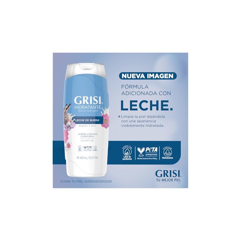Grisi Shower Gel Leche Burra Jabón Líquido Corporal Hidratante 450