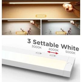 Tonlesm 36 Inch Under Cabinet Lighting Plug in, 20W 120V 3 Color 3000K/4000K/5000K, 3 Brightness, Super Bright, Ultra Thin Under Counter Lights for Kitchen, Linkable LED Cabinet Light, White