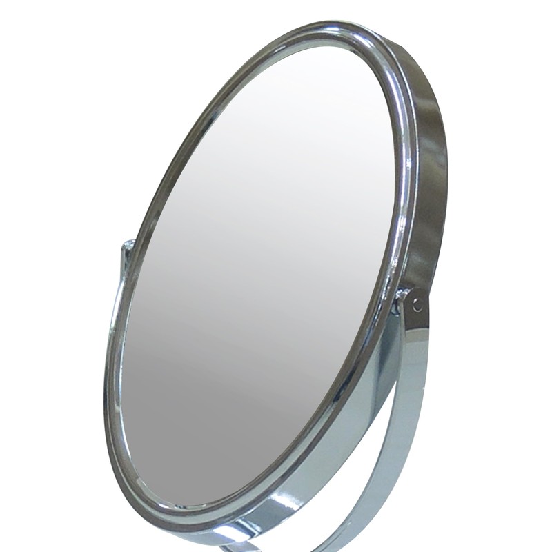 Indecor Home Free Standing Double Sided Metal Mirror, Oval, Chrome