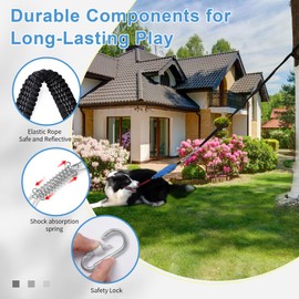 Furtent Tether Tug Outdoor Dog Toy Small Large Aggressive Chewers, Pet Tug of War Toy Hanging from Tree with Chew Shark Rope, Interactive Exercise Play Cord & Tether with Metal Spring Kit Toys Gifts