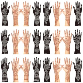 JTSDZS 12 Sheets Henna Stencil Kit Arm Hand Tattoo Template Temporary Black