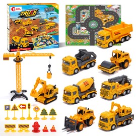 Cute Stone Construction Vehicle, Toy Car Toy, Set of 22, Educational Toy, Excavator Car, Play Mat, Movable Parts, Work Vehicle, Construction Vehicle, Mini Car, Traffic Light Included, Sandbox,