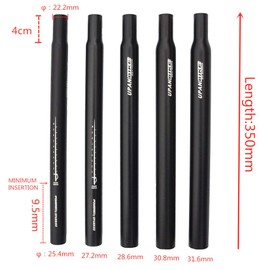 UPANBIKE Bike Seat Post Aluminum Alloy Length 350mm 25.4/27.2/28.6/30.8/31.7mm Black for Mountain Bike Road Bicycle(27.2mm)