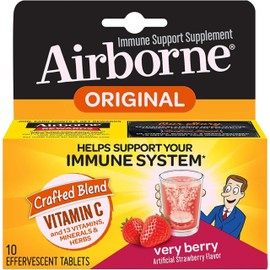 Airborne Very Berry Effervescent Tablets, 10 Count - 1000mg of Vitamin C - Immune Support Supplement (Packaging May Vary) (Pack of 3)
