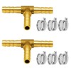 Da by 2 pcs 1/4"(6mm) Brass Tee Barb Fittings for