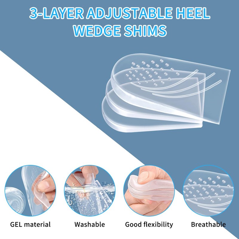 3-Layers Overpronation Insoles, Adjustable Heel Wedge Corrective Inserts, Correct Excessive