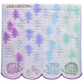 Marushin 6805011100 Lisa Larson Hand Towel, 9.8 x 9.8 inches (25 x 25 cm), Hedgehog Forest 100% Cotton, Made with Non-Twisted Yarns