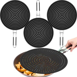 Tioncy 3 Pcs Silicone Splatter Screen for Frying Pan Black Grease Splatter Guard Oil Splatter Guard Collapsible Splash Guard Heat Resistant Multi Use Splatter Guard for Baking and Cooking