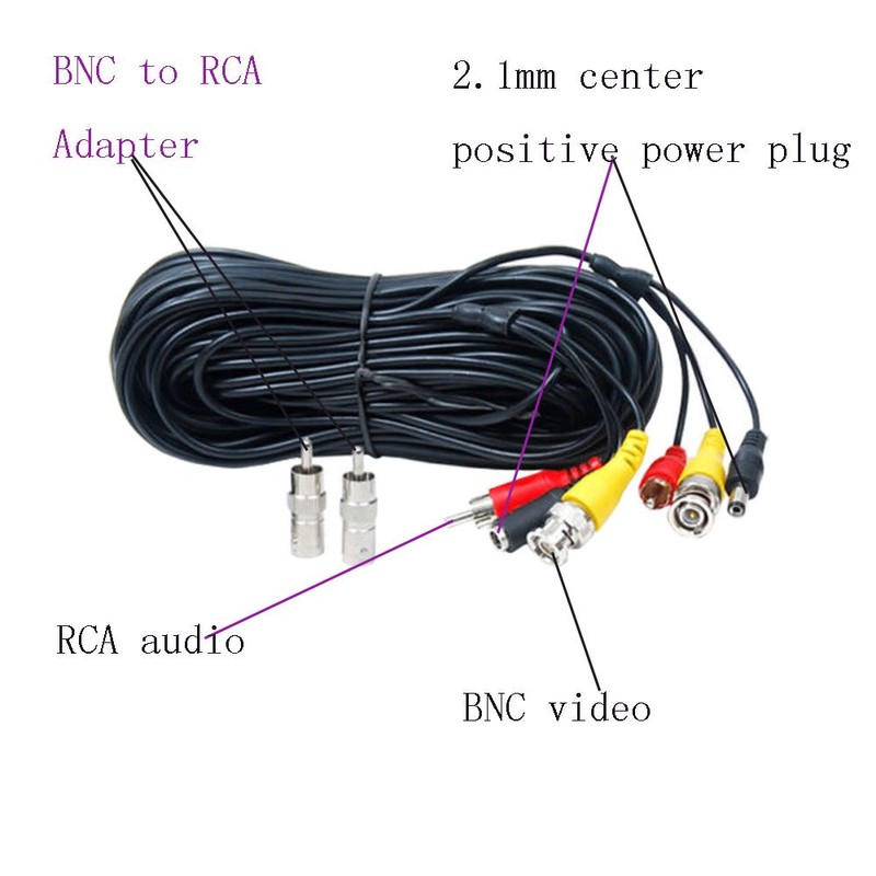 Henxlco 4 Pack 100ft Security Surveillance Camera Audio Video Power