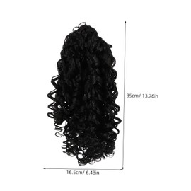 Ipetboom Long Curly Drawstring Ponytail Hair Extension for Women African Black Voluminous Soft Synthetic Ponytail Reusable Natural Look for Weddings Parties Daily Wear