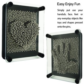 3D Pin Art Sensory Toy Size 5x3.7 Inches Needles Pin Impression Toy Intellectual Fun Rainbow Toys, Metal