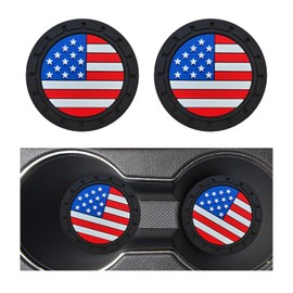 Augeny 2 PCS Car Cup Holder Coasters, 2.75 Inch American Flag US Flag Insert Auto Cup Coaster, Universal Anti Slip Cup Mat for Men Women, Vehicle Interior Decor Accessories (Colorful)