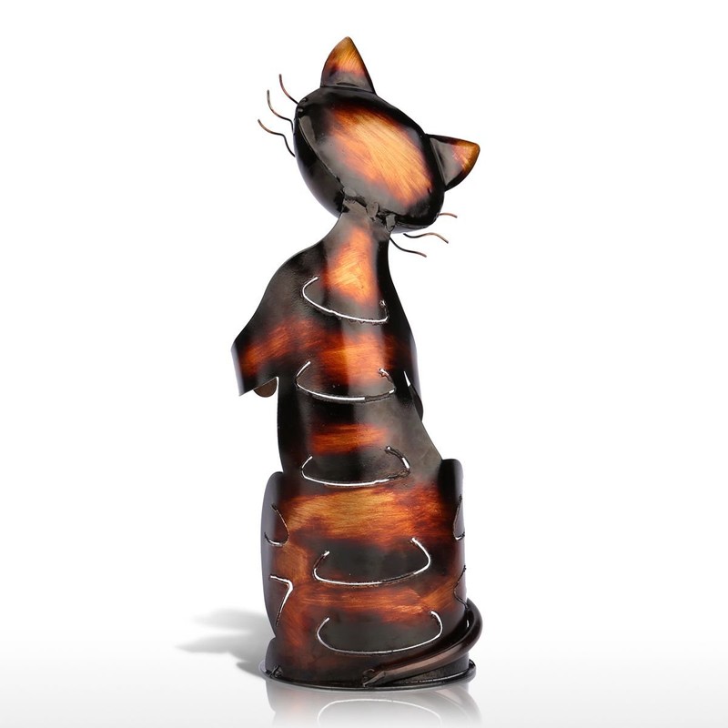 Tooarts Cat Shape Wine Holder Wine Shelf Metal Sculpture Practical