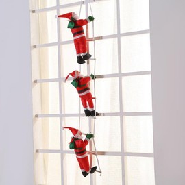 SHJOEE 3 Santa Claus on Ladder Climbing Santa Claus on Rope Ladder Santa Hanging Decoration Christmas for Walls, Windows, Garden, Christmas Tree Indoor Outdoor