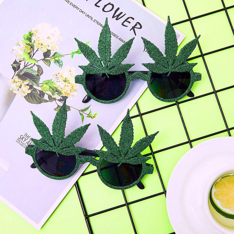 5 pares de gafas de marihuana con purpurina para disfraz
