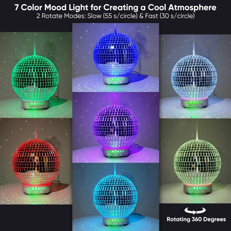 Disco Ball Diffuser Rotating - Essential Oil Diffuser with Whisper