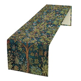 William Morris Floral Table Runner, Vintage Green Botanical Printed Table Runner for Home Kitchen Dining Table Decoration,13x36 Inch