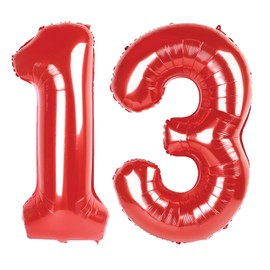 40 Inch Red Number 13 Digital Balloon,Jumbo Mylar Foil Helium Balloon for 13 Balloons for Birthday Party,Wedding Anniversary Party Decorations