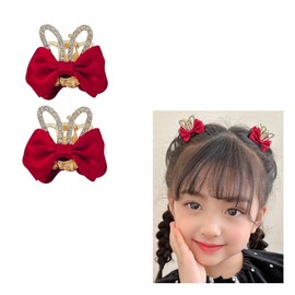 Mini Hair Claw Clips for Girls Women - Red Bowknot Hair Accessories, Small Bow Barrettes, No Slip Jaw Clips 2Pcs
