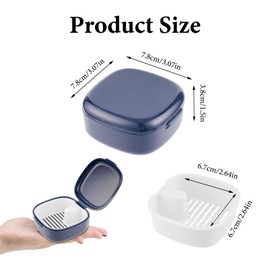 2 STK Prothesendose, Zahnrettungsbox,Gebissdose Zahnprothesendose, Zahnprothesenbox mit Sieb,Zahnprothesen Box,Auslaufsicher Prothese Box, Spangendose für Reinigung Zahn Prothesen Aufbewahrungsbox