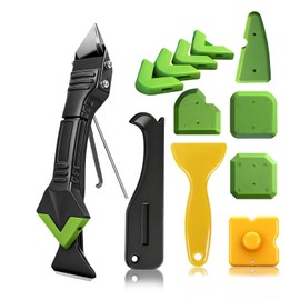 Caulking Tool 5 in 1, Caulk Remover & Silicone Sealant Finishing Kit with Grout Scraper and 6 Silicone Pads, Ideal for Kitchen, Bathroom, and Window Sealing