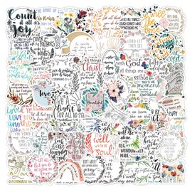 Pack of 100 Bible Stickers, Christian Jesus Bible Verse Stickers, Waterproof Vinyl Stickers, Water Bottles, Laptop Inspired Stickers, Inspirational Stickers, Perfect for Guitar, Skateboard, Computer